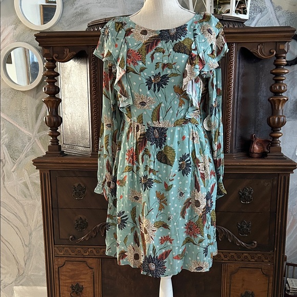 Spartina 449 Dresses & Skirts - Spartina 449 Teal Floral Long Sleeve Dress